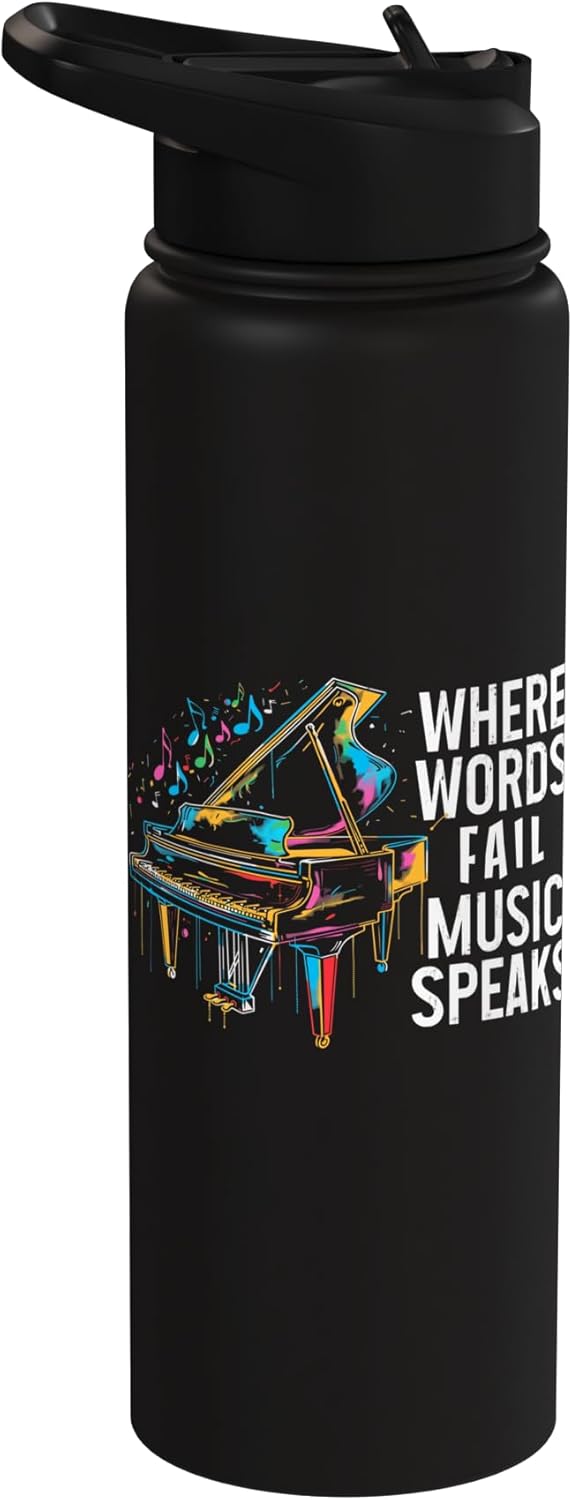 Botella de agua aislada de acero inoxidable para pianista