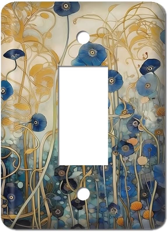 Placa interruptor metal estilo Klimt azul dorado