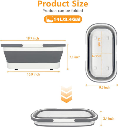 Cubo plegable con ruedas 14L para limpieza hogar camping RV