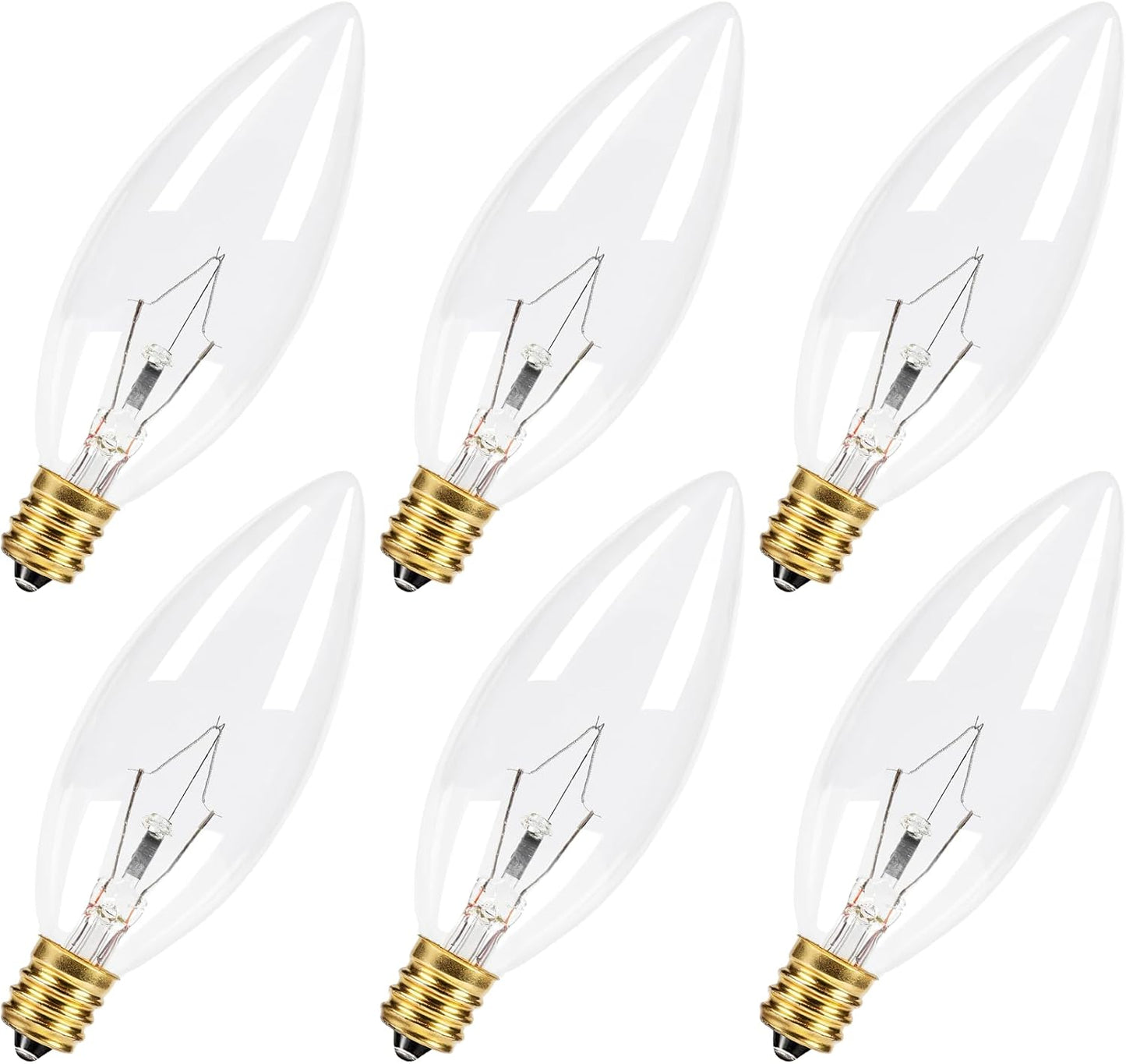 6 Pzas Bombilla E12 25W Luz Blanca Cálida 2500K Base Dorada