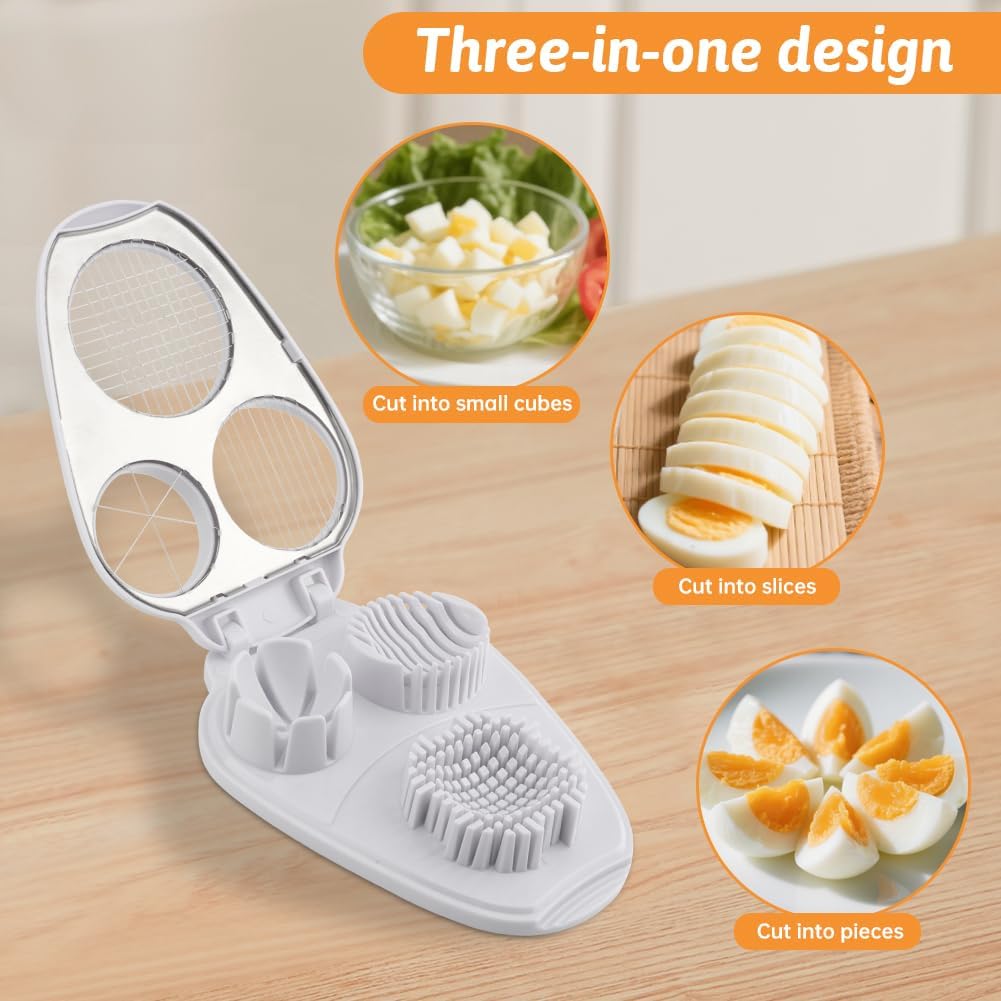 Cortador de huevos 3 en 1 acero inoxidable multiuso para mantequilla fresa champiñones