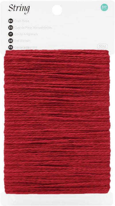 Cuerda algodón roja 0.079pulg 164pies para panadería y regalos