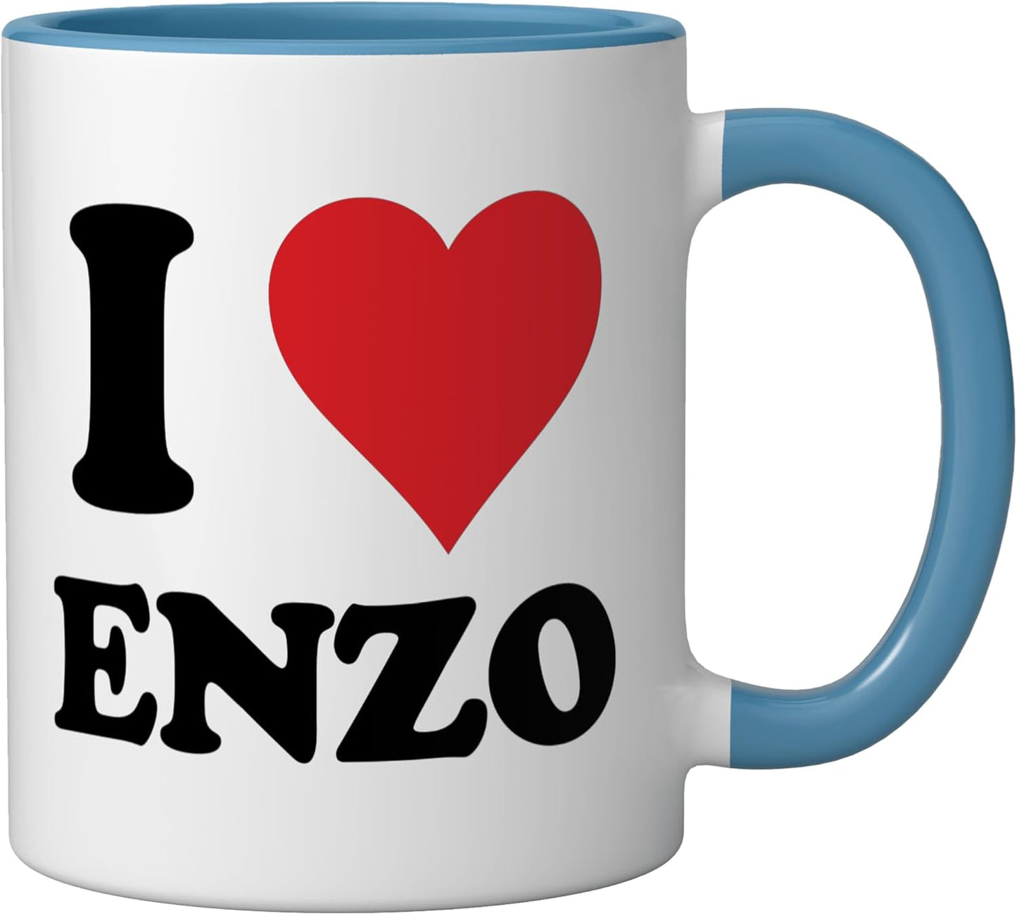 Taza cerámica personalizada I Heart Enzo Azul/Blanco