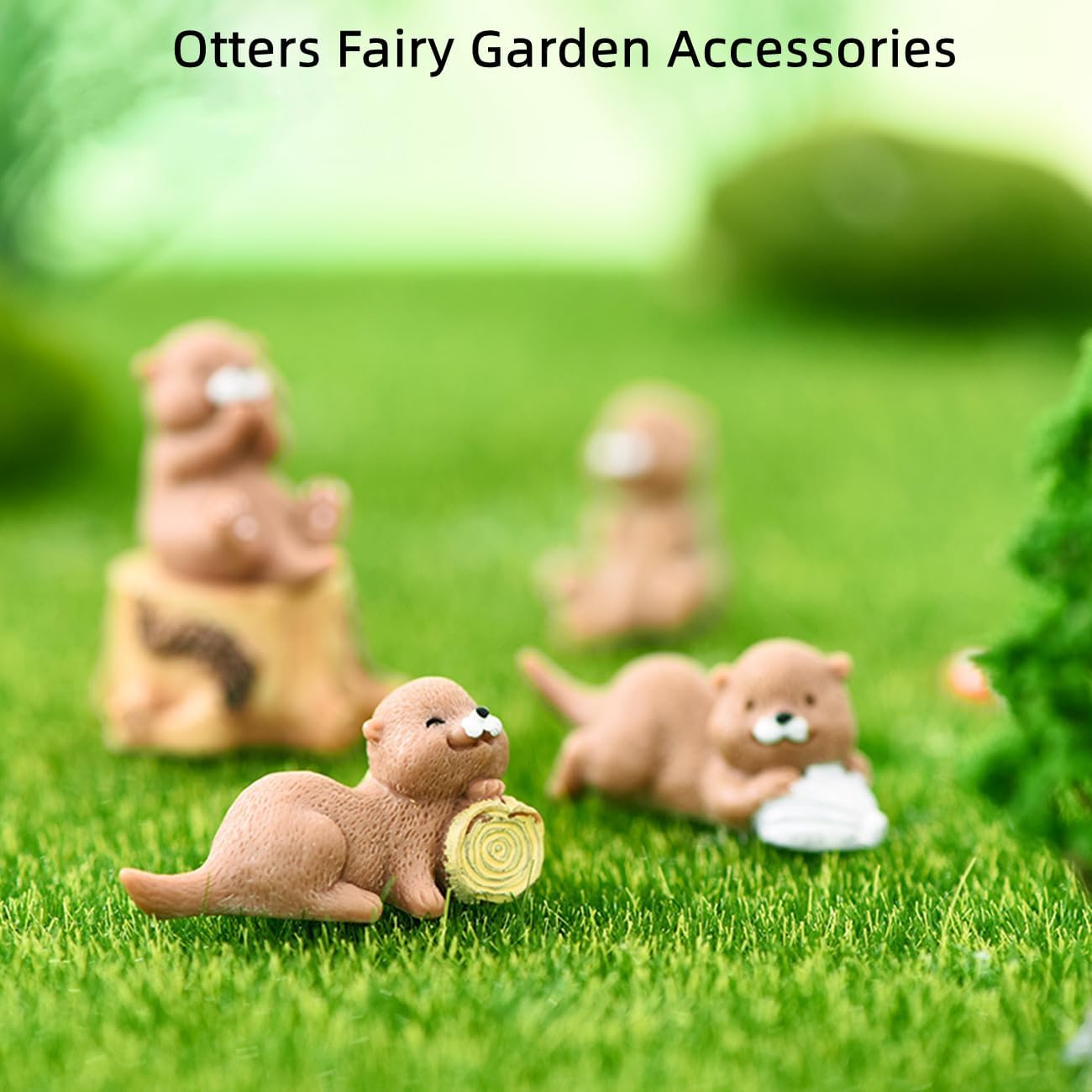 Kit jardín de hadas con nutrias miniatura decoración escritorio