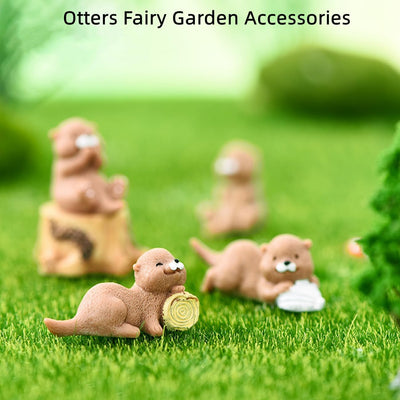 Kit jardín de hadas con nutrias miniatura decoración escritorio
