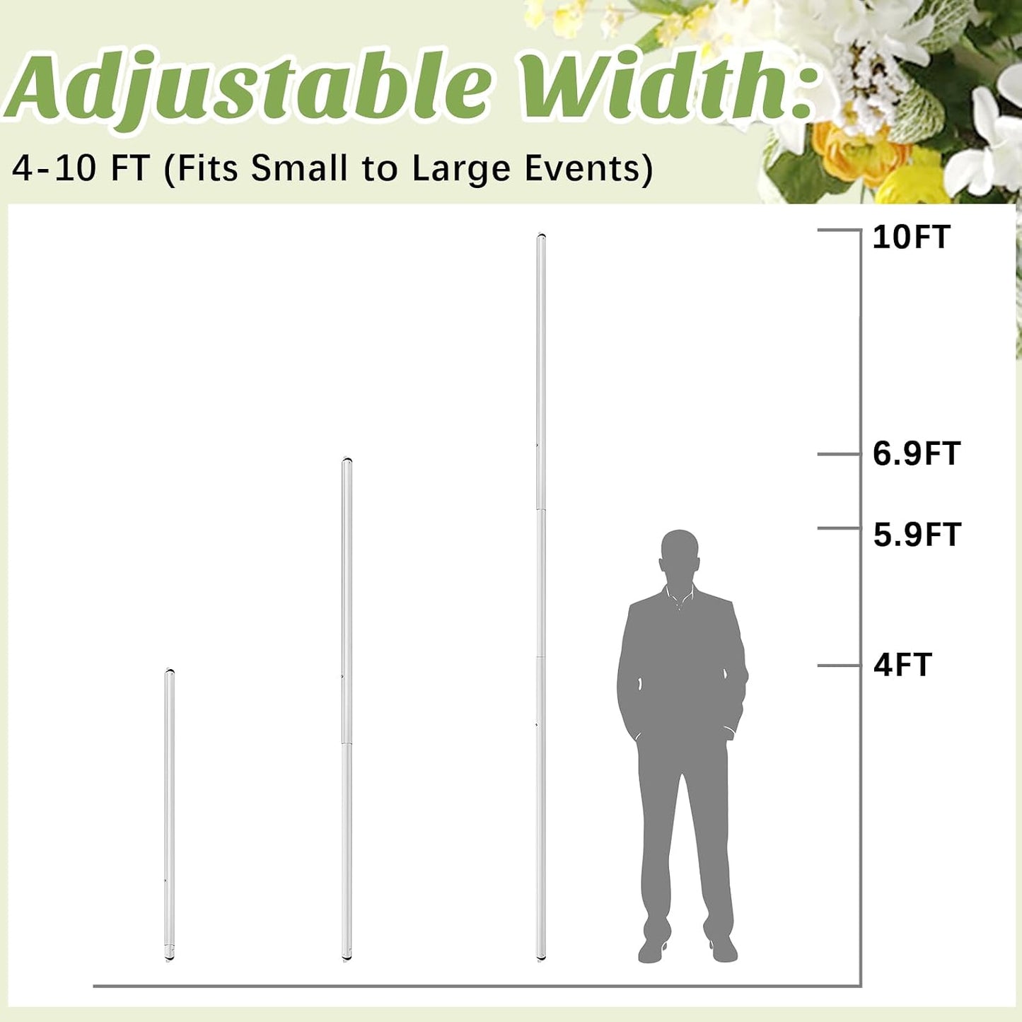 Barra transversal ajustable doble capa 4-10ft para cortina boda