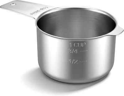 Taza medidora acero inox 8.1oz con cuchara metal cocina