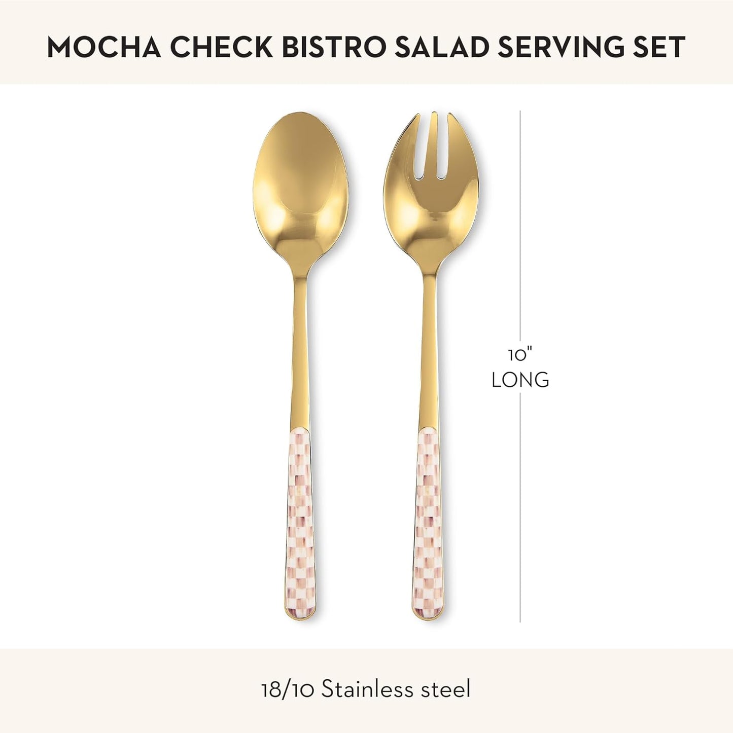 Set 2 Servidores Ensalada Acero Inox Marrón y Blanco Moca