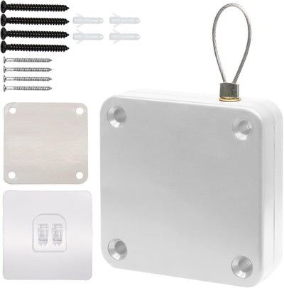 Cierrapuerta retráctil resorte 2.2lb cable acero inox 304 blanco