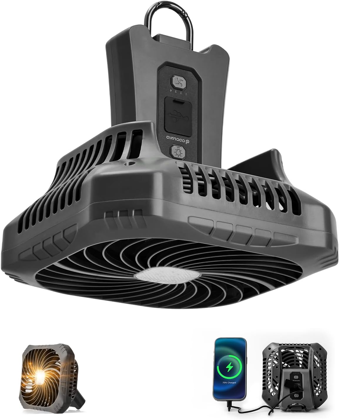 Ventilador portátil camping LED 40h recargable