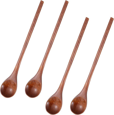 4 Cucharas Madera Mango 7.8pulg Agitadoras Reutilizables
