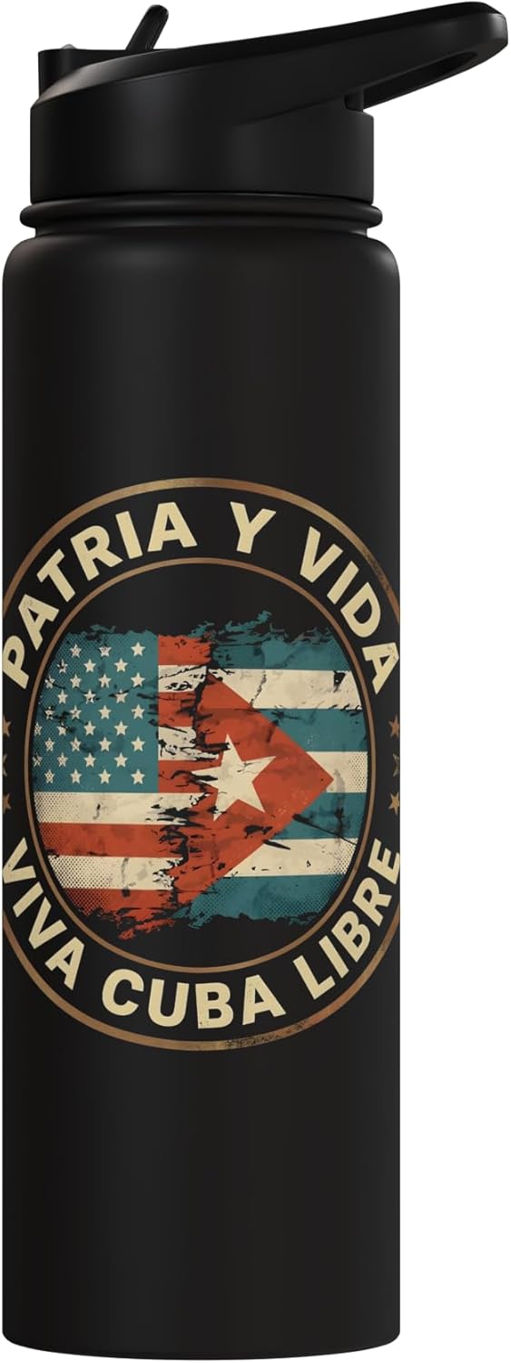 Botella de agua aislada Patria y Vida Cuba Libertad Freedom