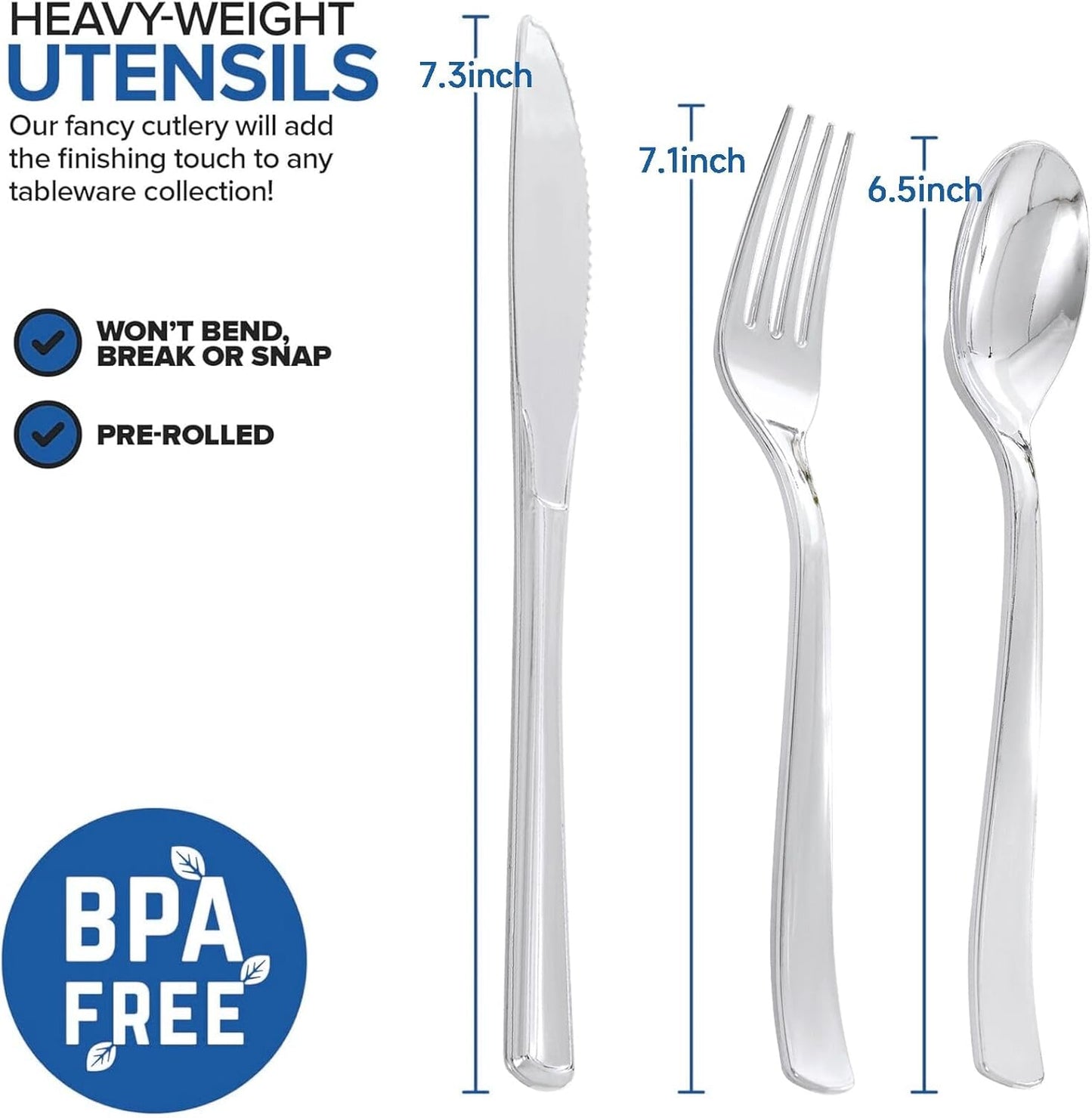 Set 400 Pzas Utensilios Plástico Plateado