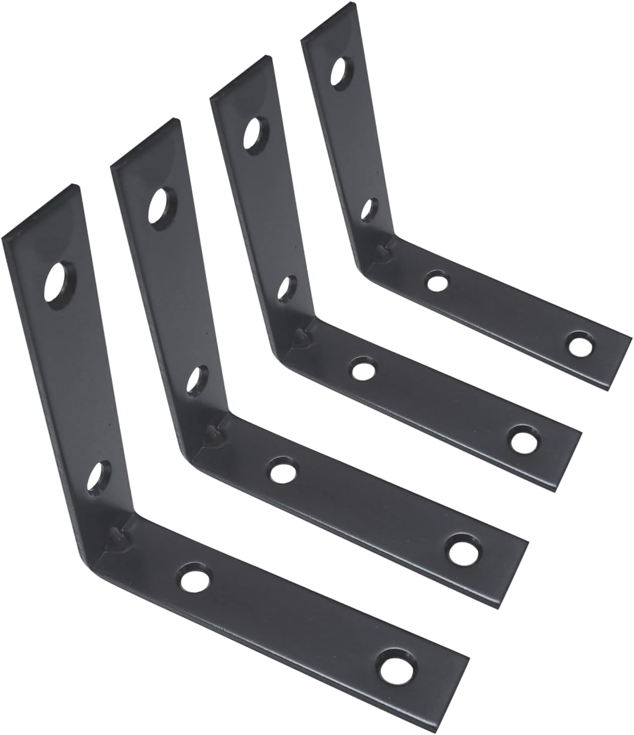 Soporte esquina acero negro mate 4x4x7/8 4 Pzas