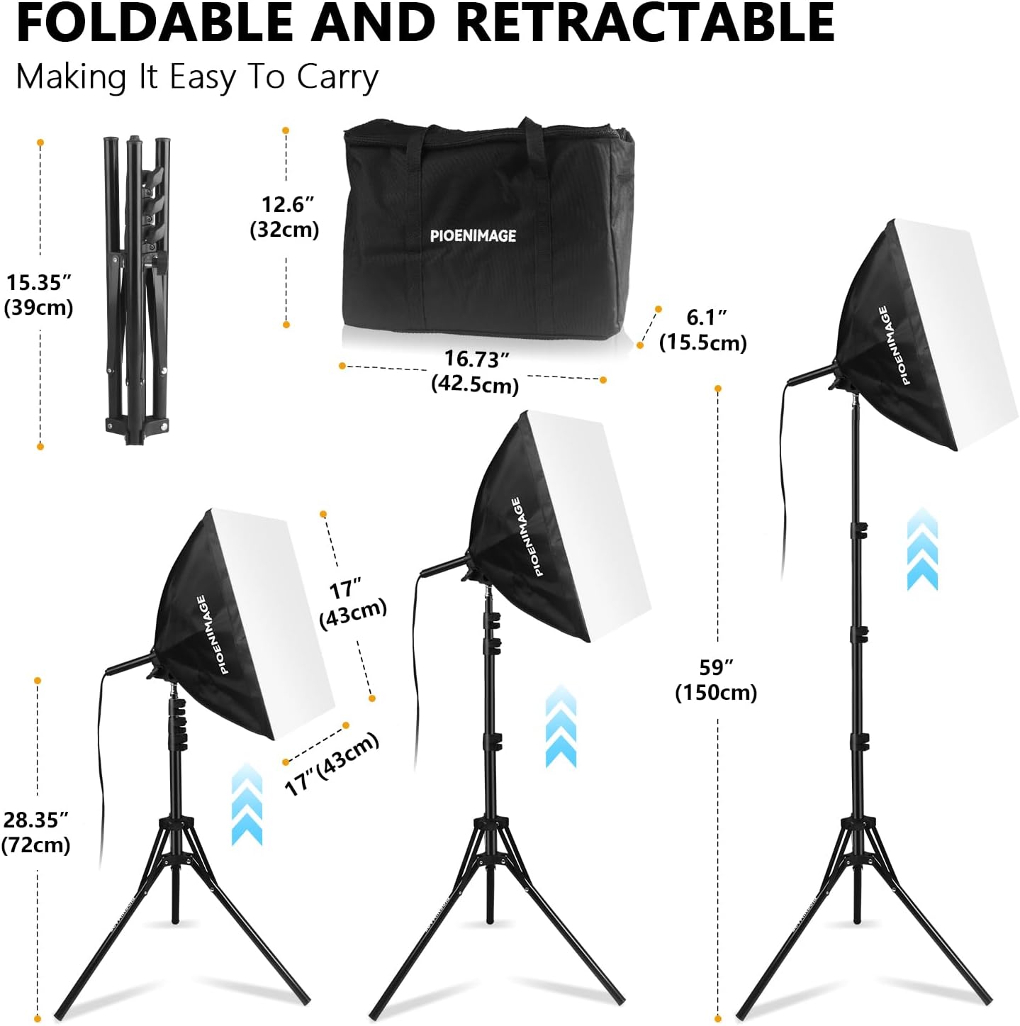 Kit Softbox 17x17pulg trípode plegable bombilla LED 85W