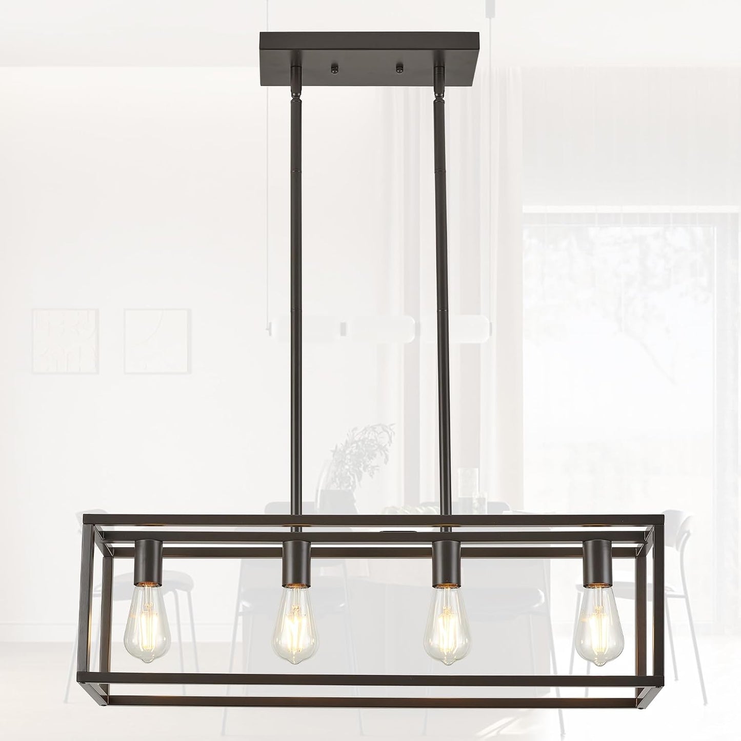 Candelabro rect. bronce aceit. mate 4 luces para isla cocina