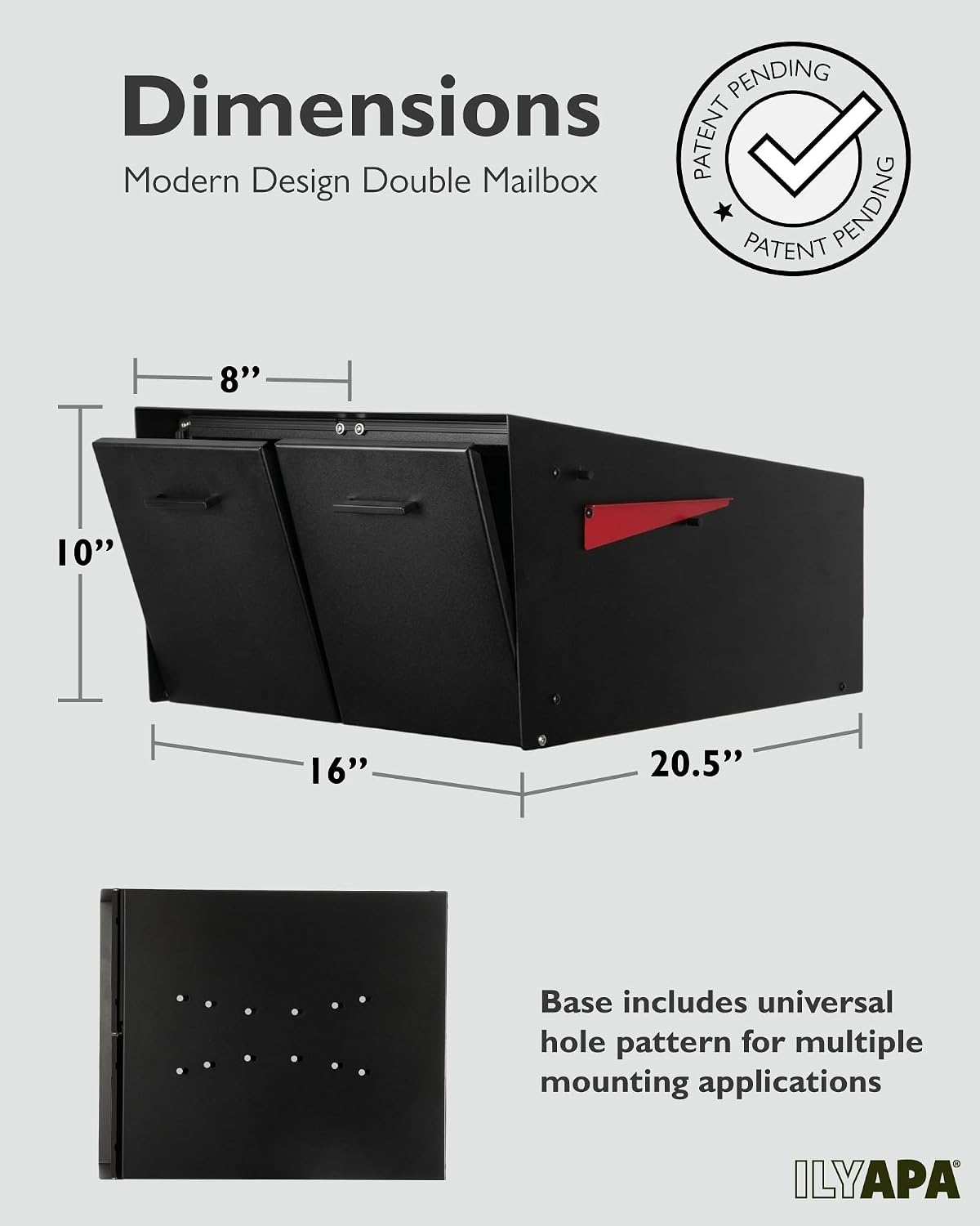 Buzón doble negro para 2 casas montaje poste exterior