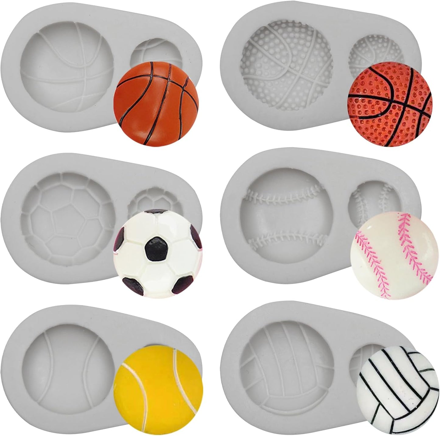 Moldes silicona pelotas deportivas 6 pzas blanco