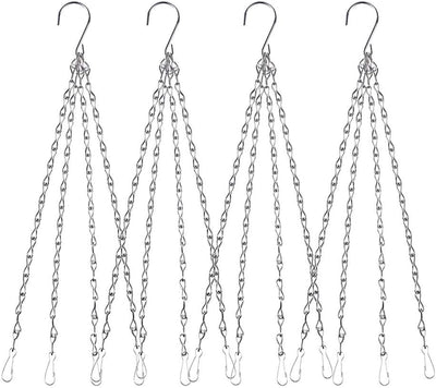 4 Cadenas Colgantes 24pulg con Ganchos para Macetas Plateado