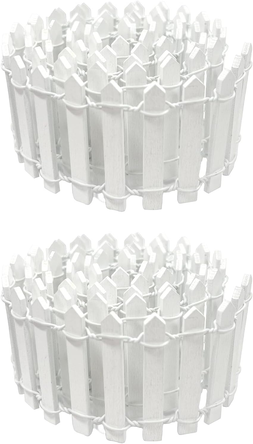 Cerca jardín hadas 35pulg madera estilo picket decorativa