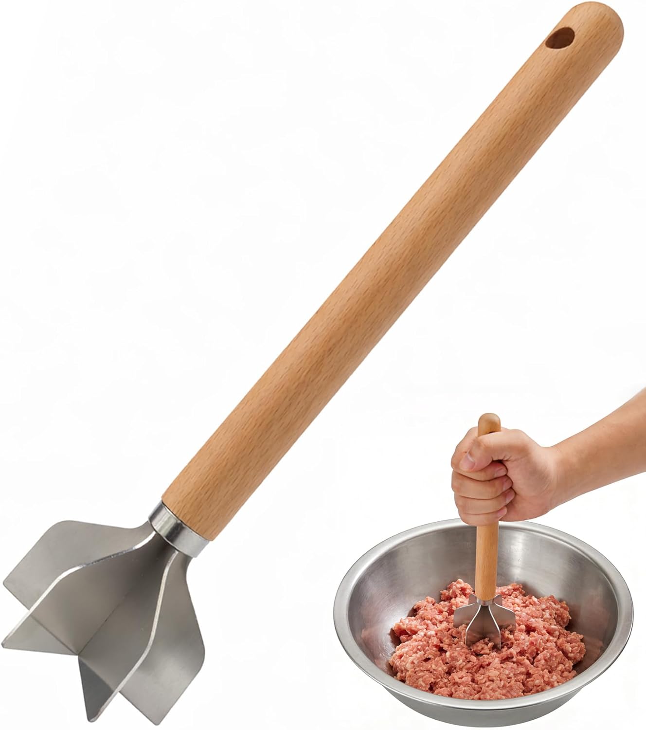 Triturador de carne acero inoxidable 11 pulgadas 6 cuchillas para carne molida y puré