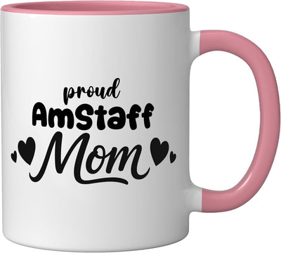 Taza cerámica para amante del perro American Staffordshire Terrier rosa/blanca