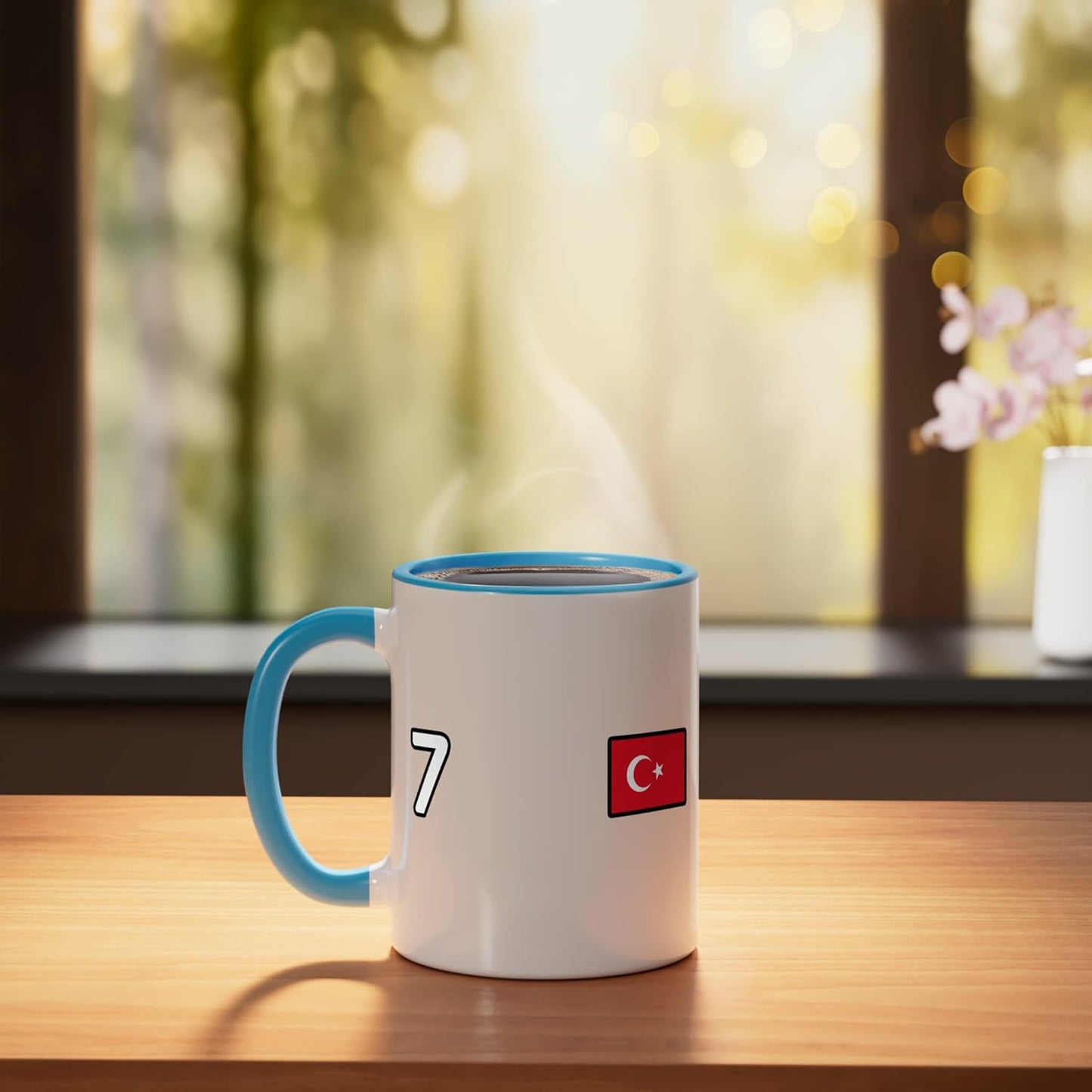 Taza Cerámica Bandera Turquía Azul Blanco