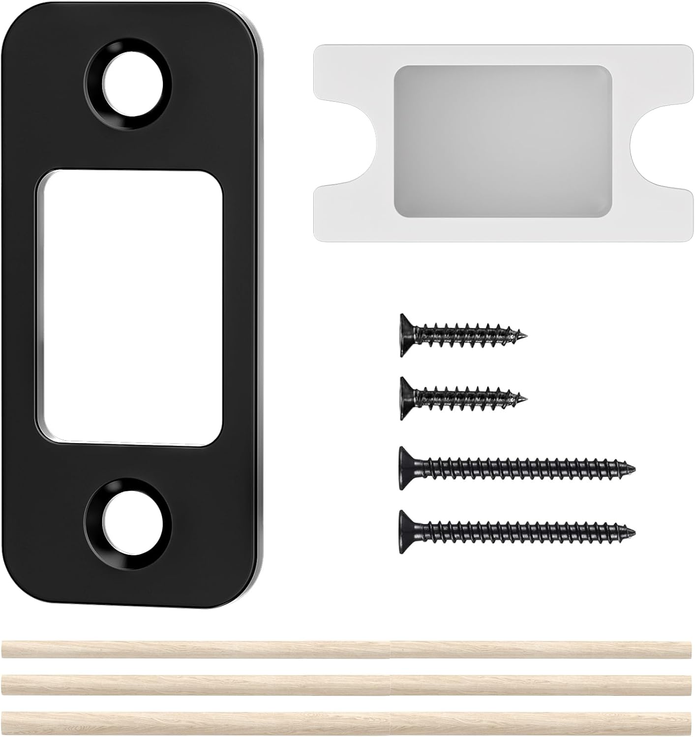 Placa trasera puerta 1x2.25pulg negro mate bloqueo esquina