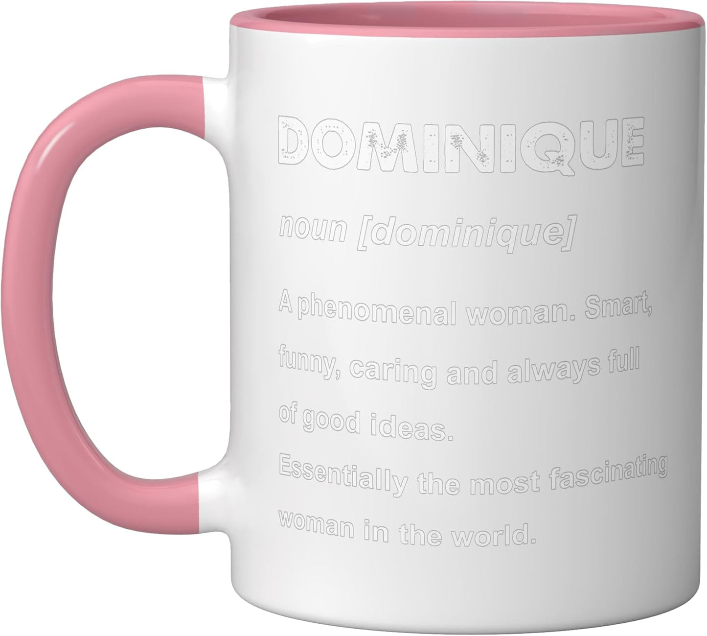 Taza cerámica Dominique Name rosa/blanca