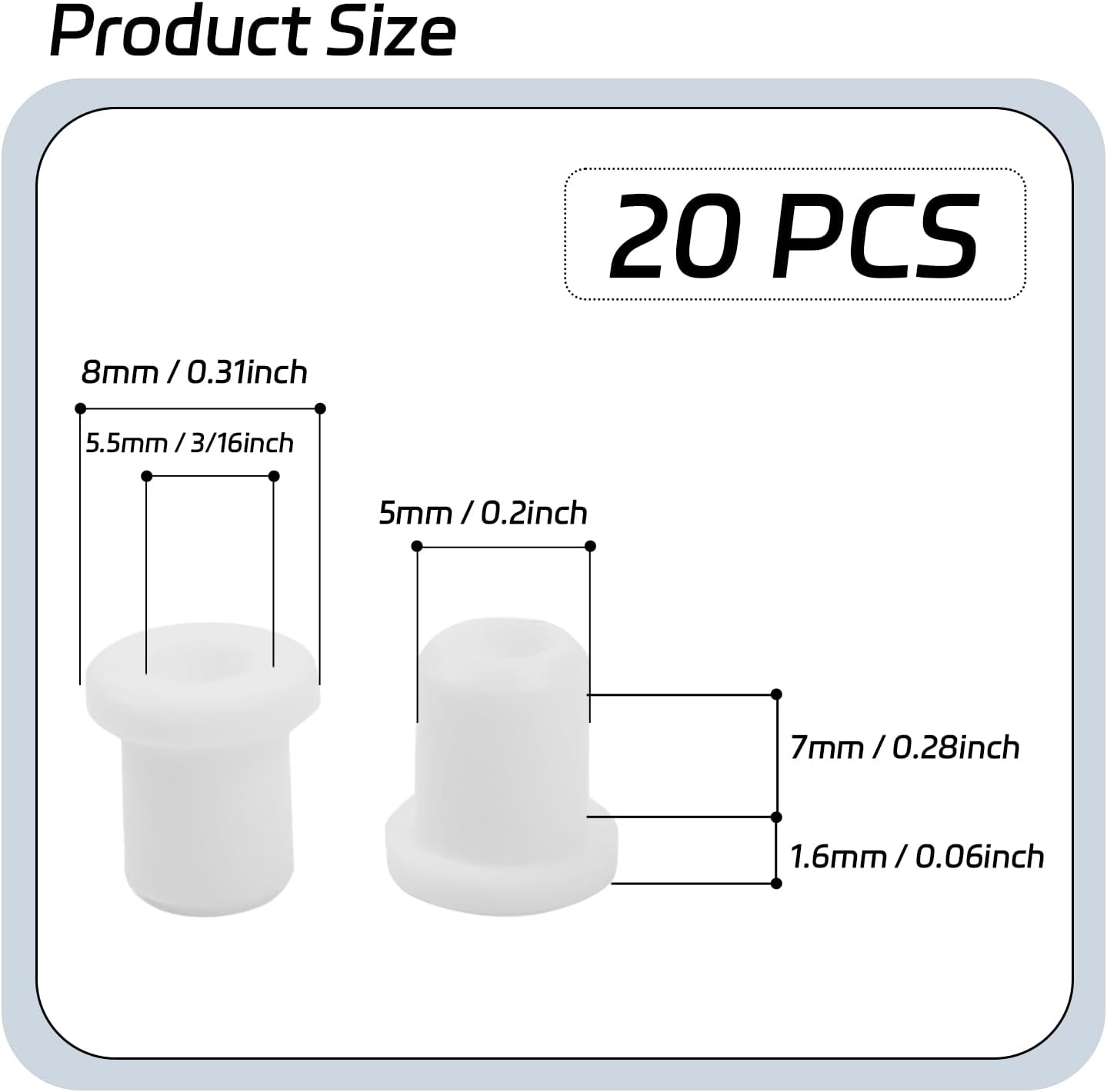 20 Ojales Silicona Blanca 3/16pulg para Cortafuegos