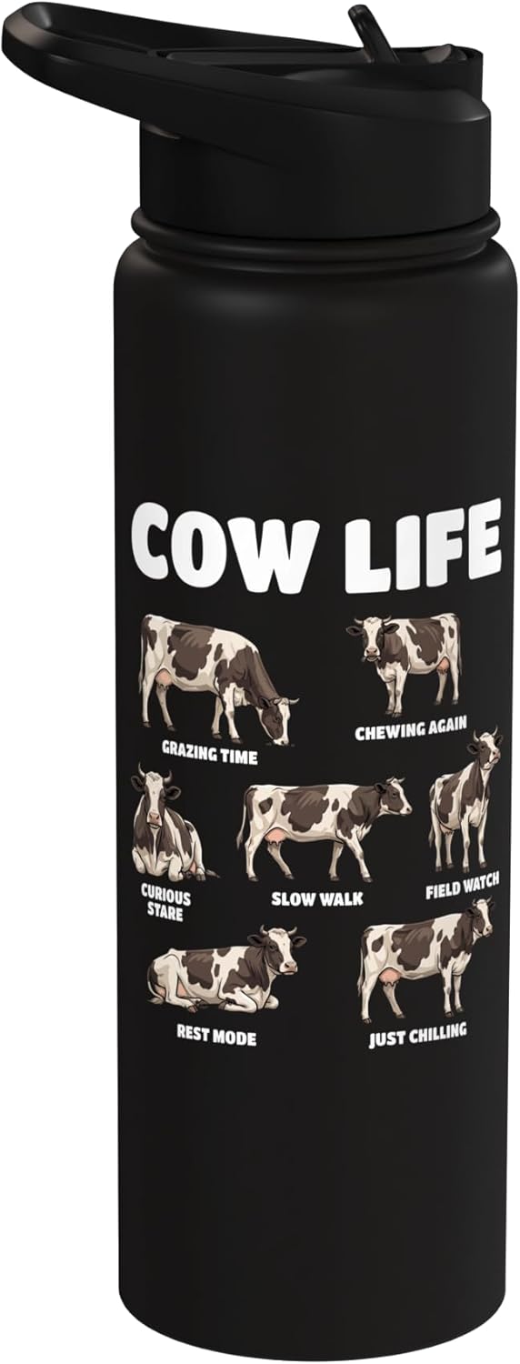 Botella agua acero inox aislada amante vacas