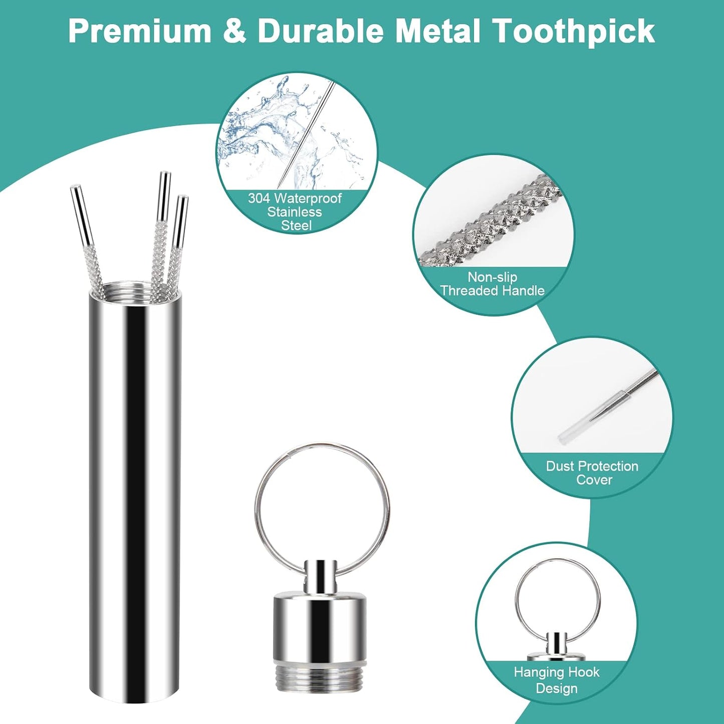 Set 2 Palillos Dientes Acero Inox Reutilizable