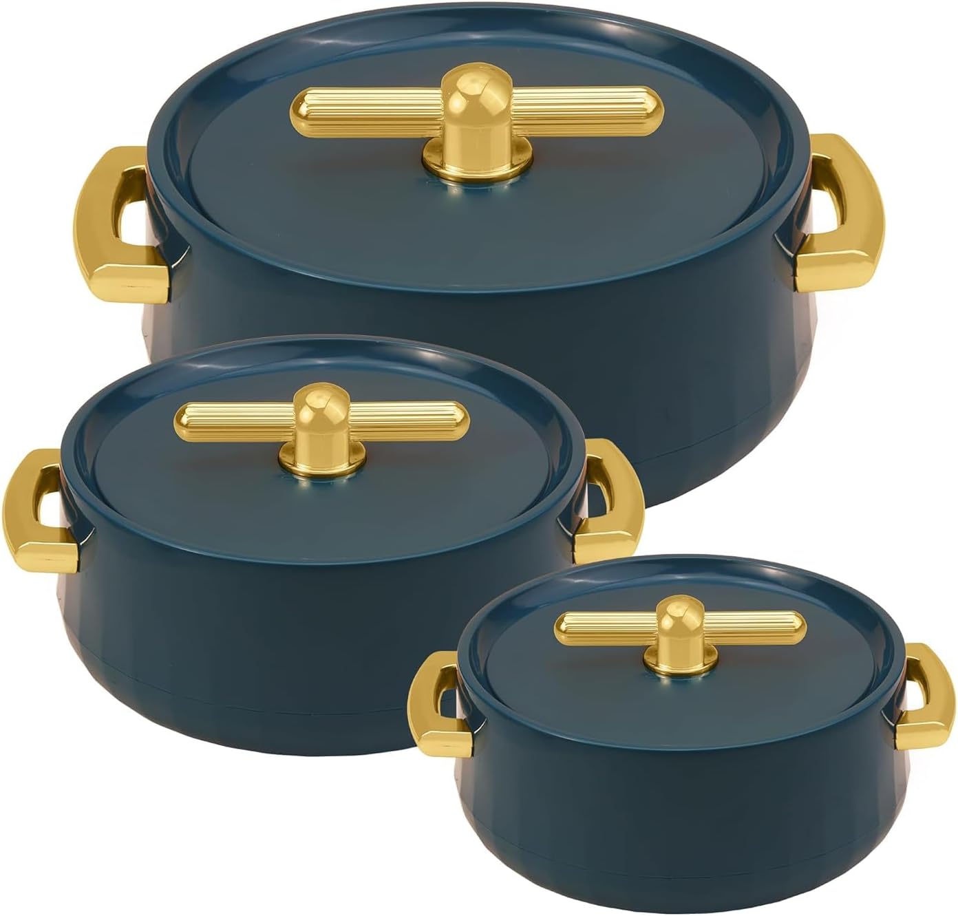 Set 3 Cacerolas Acero Inox para Chapati 1700ml Verde Esmeralda