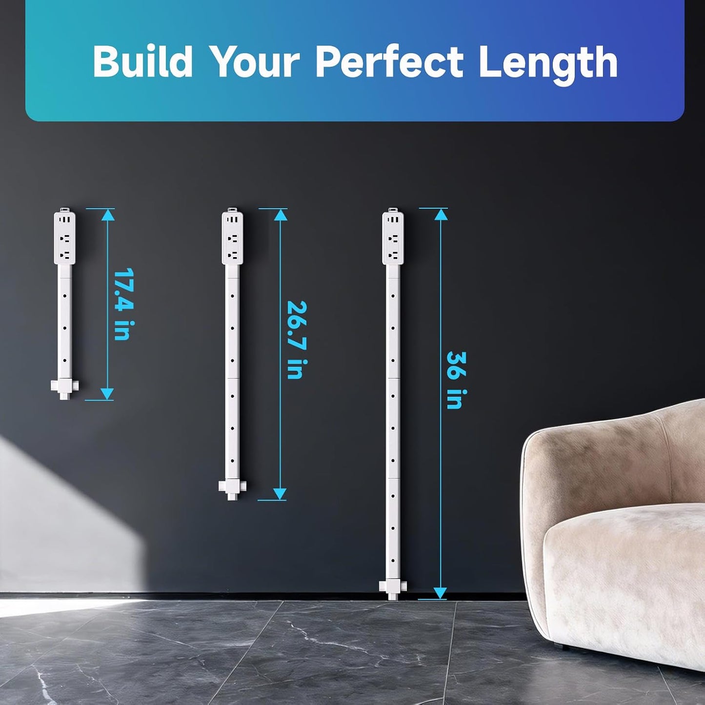 Extensor corriente modular con 2 salidas CA y 3 puertos USB