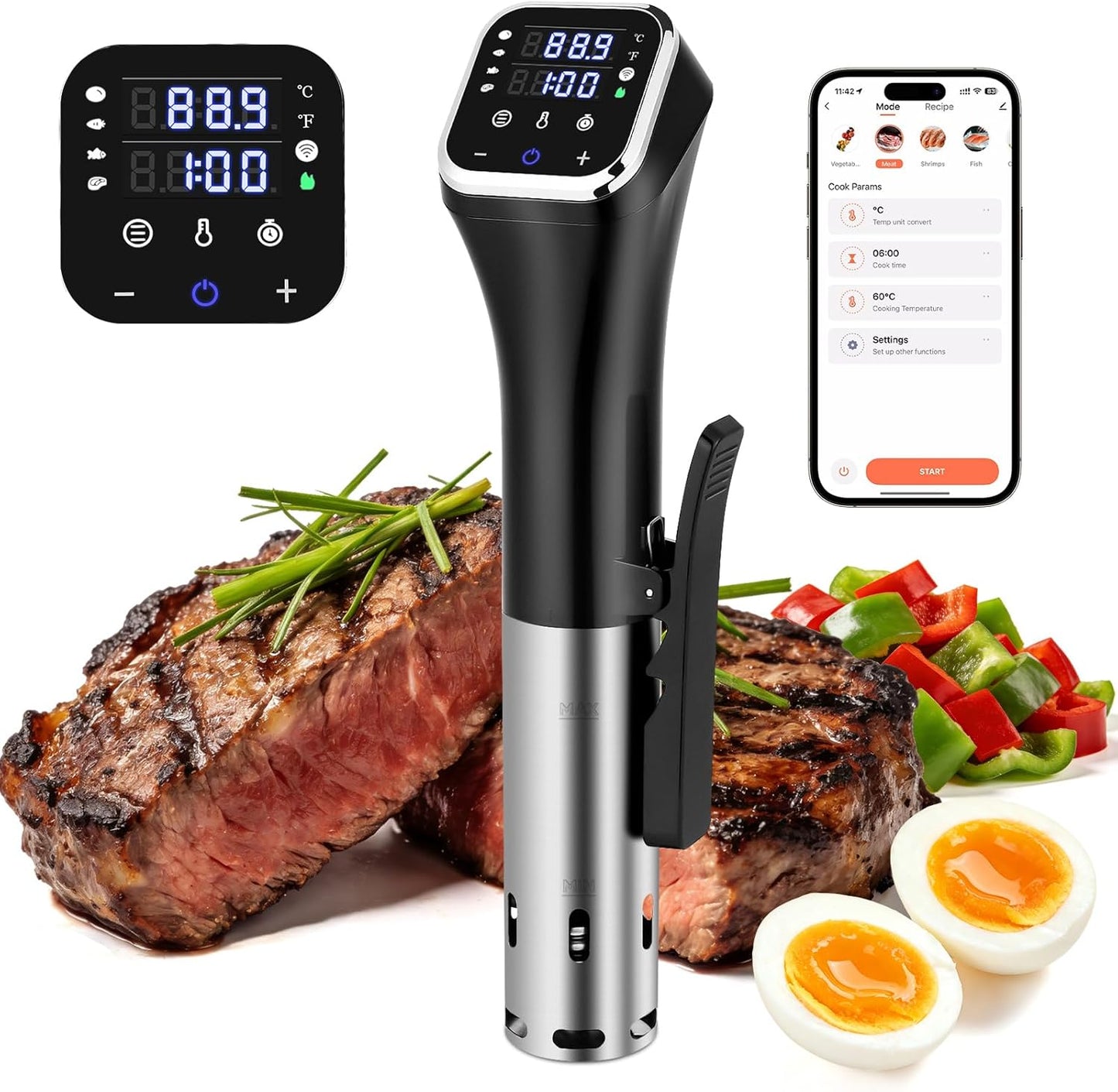 Cocina WiFi Sous Vide 1100W circulador inmersión precisión ±0.1℉