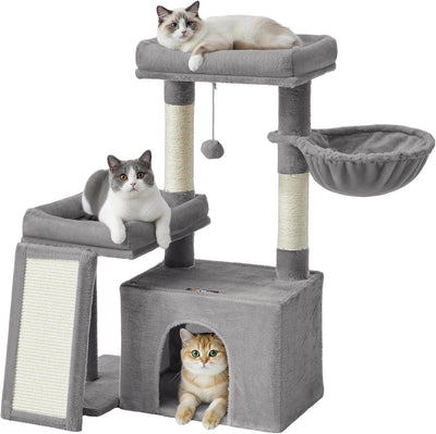 Árbol gatos con postes rascadores, rampa y cueva 33.8pulg gris