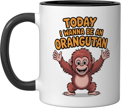 Taza de cerámica orangután divertido y lindo negro/blanco