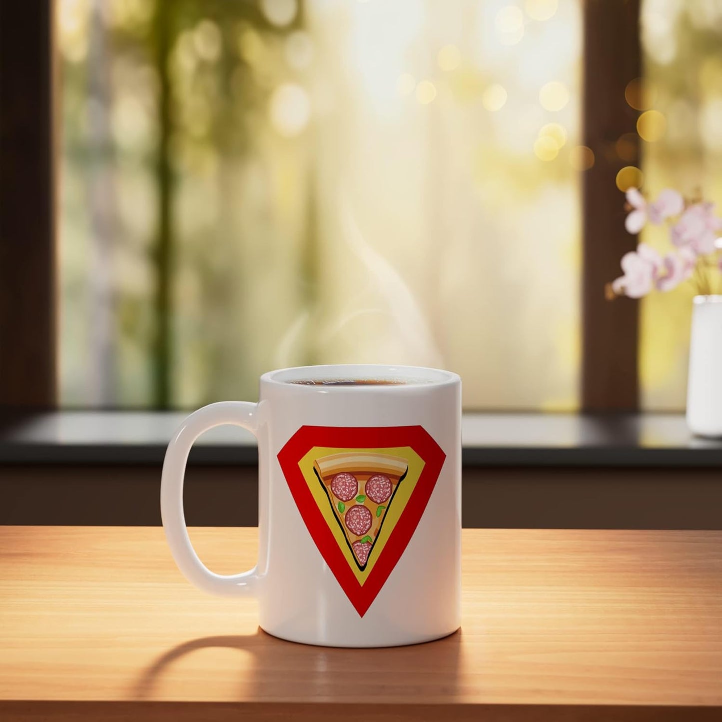 Taza Cerámica Héroe Entrega Pizza Blanca