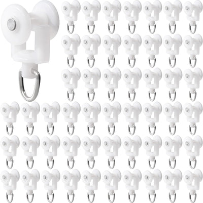 100 Rodillos Cortina Plástico Ganchos Silenciosos Blanco 0.55pulg