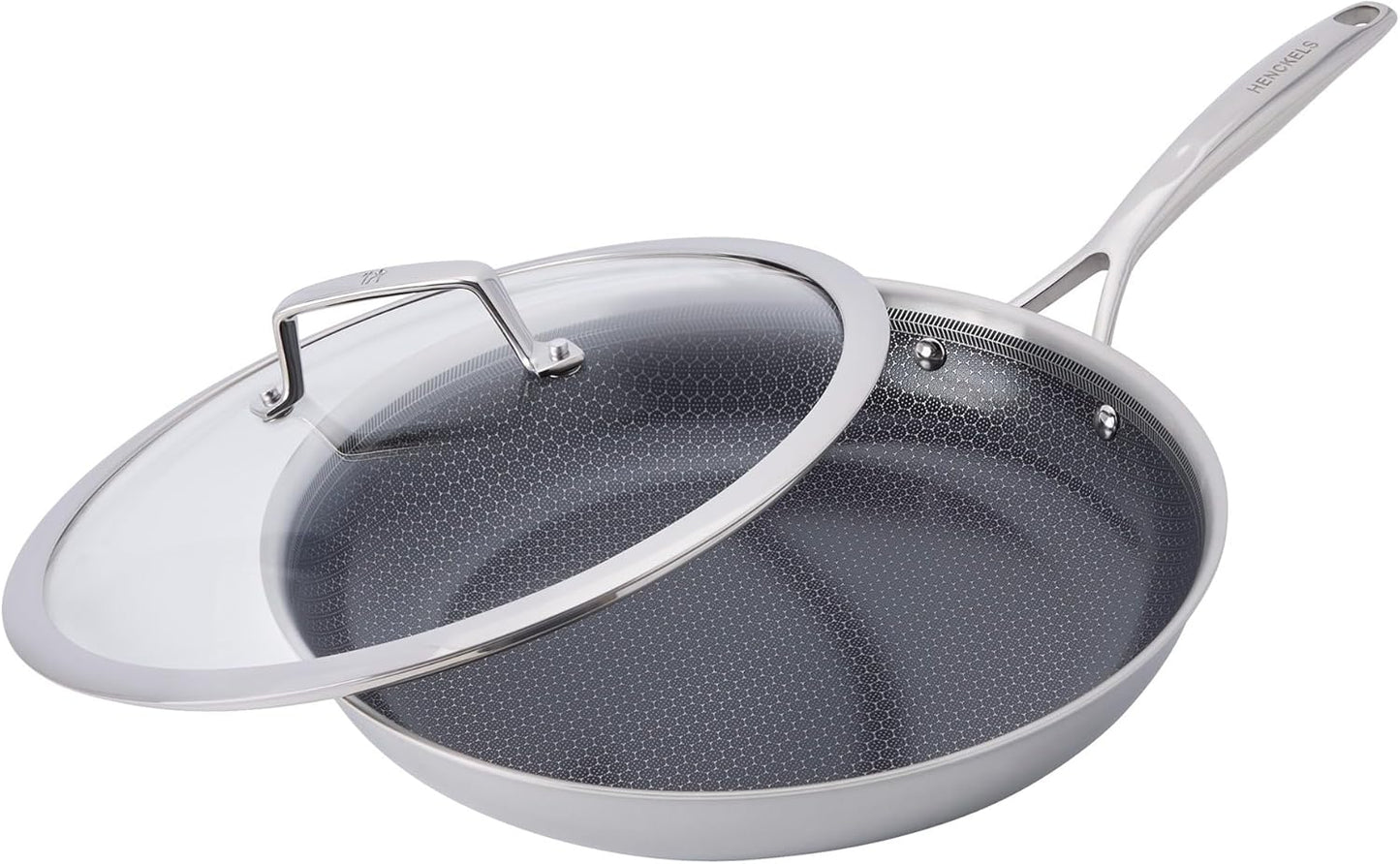 Sartén acero inox doble rendimiento 10pulg con tapa