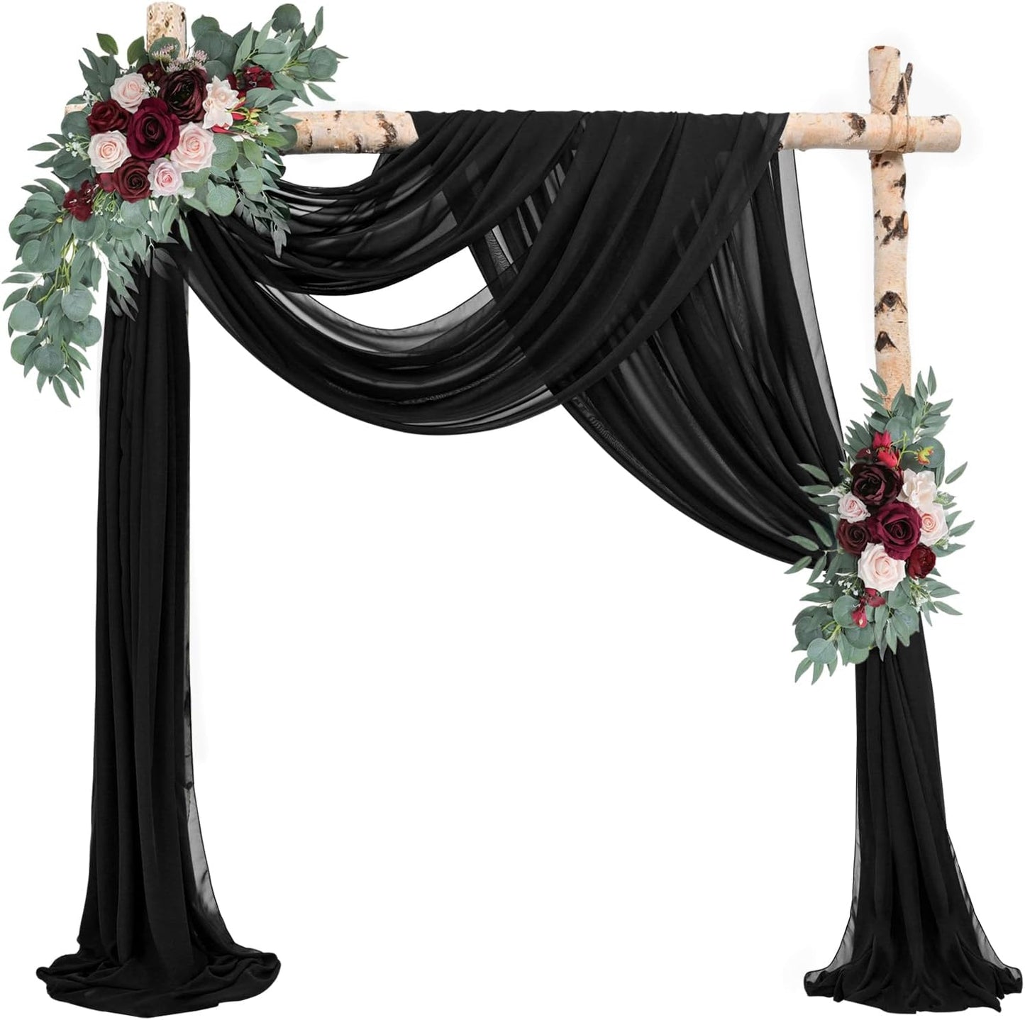 2 Cortinas tela gasa transparente para arco boda 20ftx28pulg