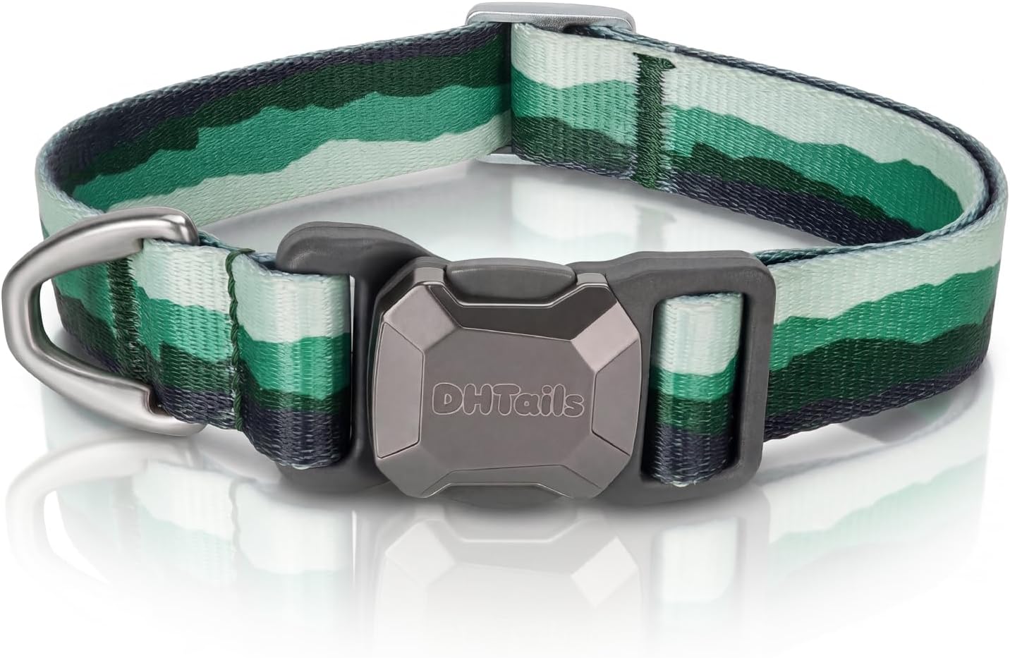 Collar perro ajustable con hebilla metal pesado L niebla forestal