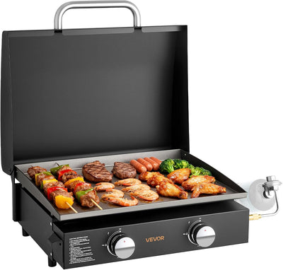 Plancha de gas 2 quemadores parrilla 22pulg propano con tapa