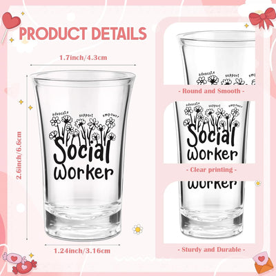 Vasos de chupito de acrílico con tarjeta de agradecimiento para trabajadores sociales