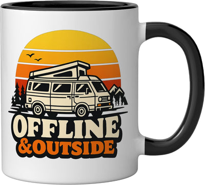 Taza cerámica Retro Solo Camping Club Groovy Introvert Camper Negro/Blanco