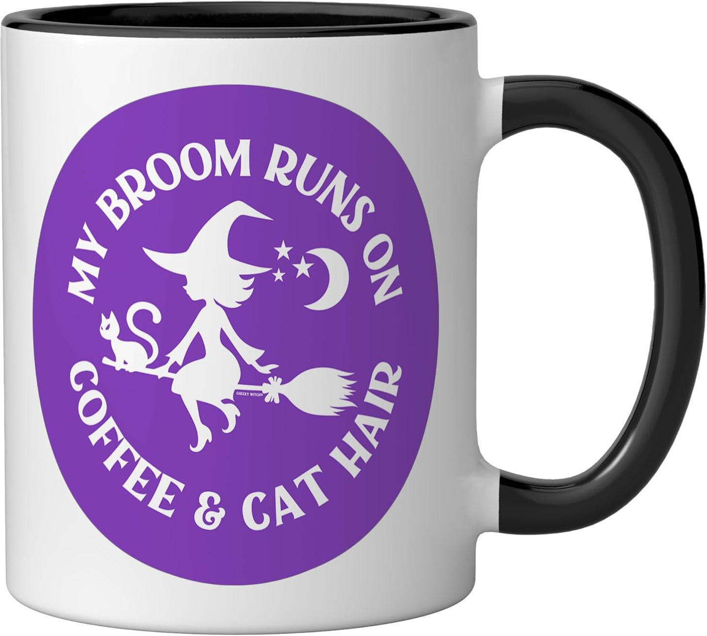 Taza Cerámica con Cerdos y Cabello de Gato Negro/Blanco