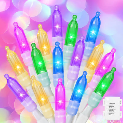 30 Luces LED Pascua 11.5pulg Pastel 8 Modos Impermeable