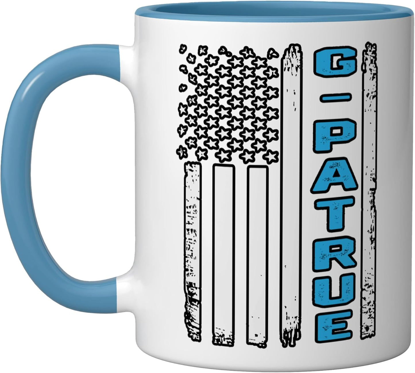 Taza cerámica bandera estadounidense vintage para padre y abuelo azul/blanco