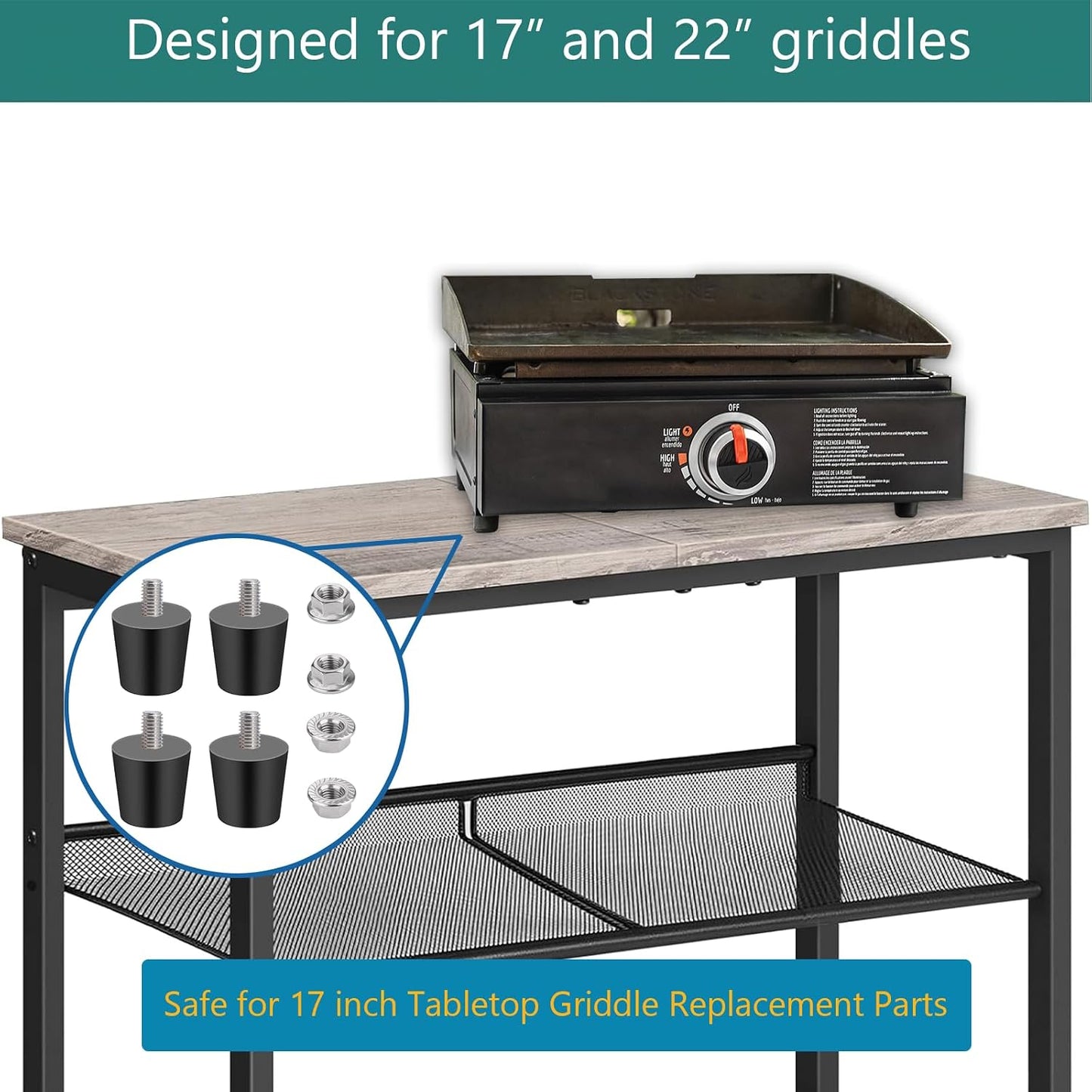 Almohadillas goma para plancha Blackstone 17-22pulg 4uds