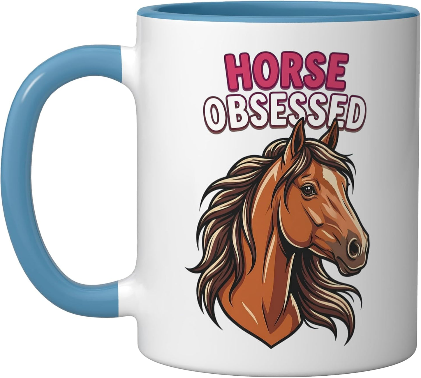 Taza Cerámica Caballo Azul/Blanco